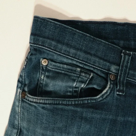 7 For All Mankind Slimmy Jeans Mens 38x32 Dark Wash Blue Denim - Picture 5 of 14